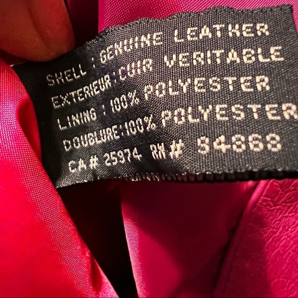 Bernardo Raspberry Parade Genuine Leather Jacket, Slant Pockets, EC, 😘 - Picture 5 of 6